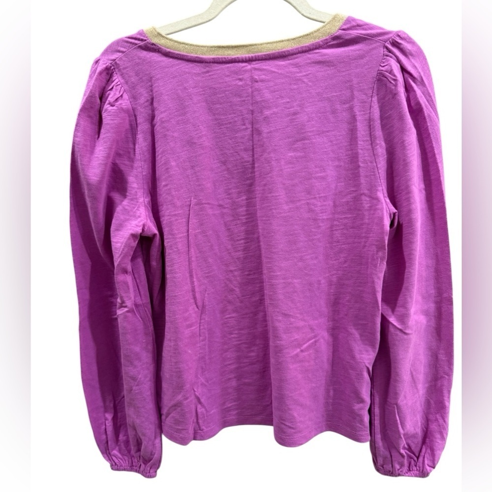 Boden V-Neck Long Sleeve Top Size US 6 purple metallic trim excellent condition - Picture 6 of 8